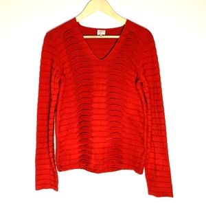 Armani Collezioni Red Long Sleeve V-neck Sweater, 8